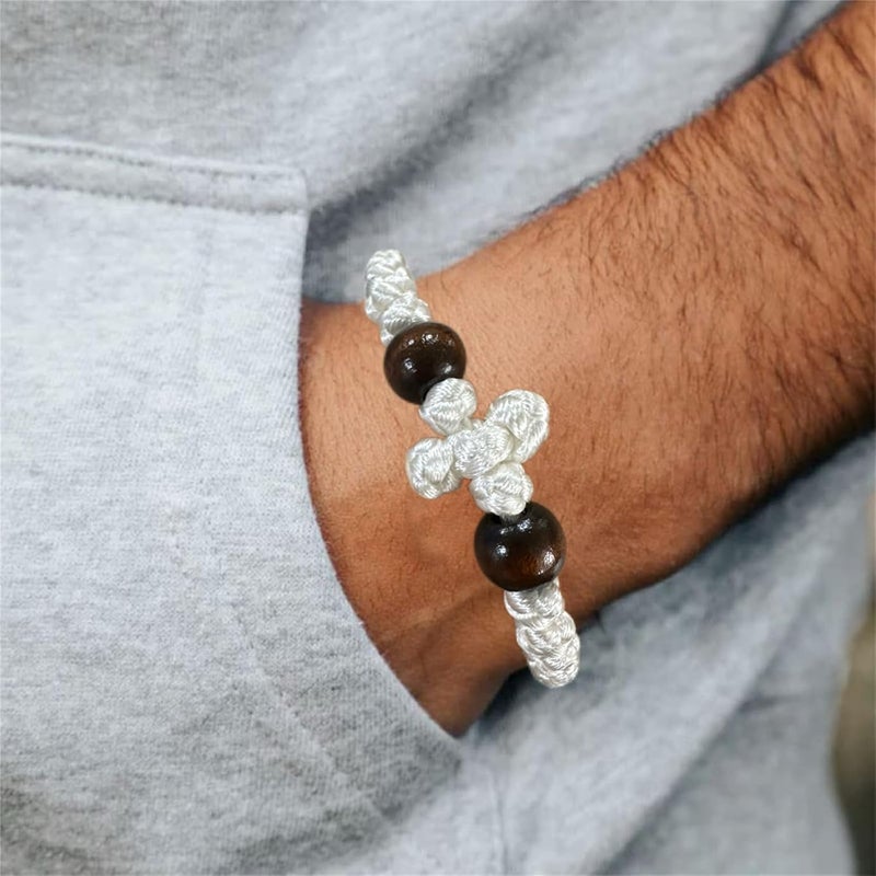 Bovemee Orthodox Prayer Rope Bracelet, 2-Pack Black Chotki Komboskini, Christian Prayer Beads with Cross - Image 4